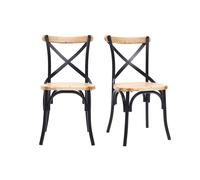 Miliboo - Chaises bistrot bois clair massif et métal noir (lot de 2) JAKE
