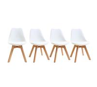 Chaises blanc et bois clair massif (lot de 4) pauline