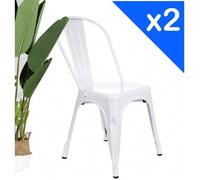 Chaises blanches style industriel FACTORY - KOSMI - Lot de 2 - Métal - Intérieur - Adulte