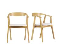 Chaises bois clair et tissu effet laine bouclée blanc (lot de 2) bahia