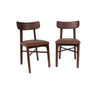 Chaises bois d'hévéa et simili cuir (lot de 2) THÉA