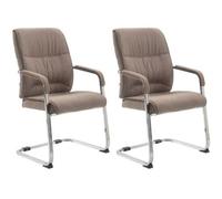 CLP Lot De 2 Chaises Cantilever XXL Anubis en Tissu avec Accoudoirs I Fauteuil Oscillant avec Piètement Luge Métal Chromé, Couleur:Taupe