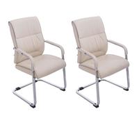 CLP Lot de 2 Chaises Cantilever XXL Anubis en Similicuir avec accoudoirs , Crème