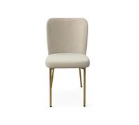 Chaises - Cerrano - Lot de 4 - Pieds métal Or - Tissu Beige - Salle à manger