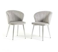 Chaises - CLARISSA - Lot de 2 - Velours - Pieds en métal - Confortable et élégant