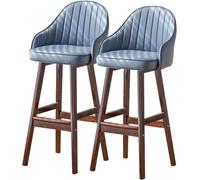 chaises comptoir Hauteur Bar avec Dos Repose-Pieds, Frame-framelle îlot Cuisine Bistro Pub Restaurant des tabourets Hauts rembourrés, Ensemble de (Bleu, 64 cm)