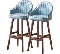 chaises comptoir Hauteur tabourets Bar avec Dos Repose-Pieds, Frame-Frame îlot Cuisine Bistro Pub Restaurant Un Tabouret Haut rembourré, Ensemble de (Bleu Clair, 64 cm)