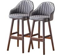 chaises comptoir Hauteur tabourets Bar avec Dos Repose-Pieds, Frame-framelle îlot Cuisine Bistro Pub Restaurant Un Tabouret Haut rembourré, Ensemble de (Gris foncé, 74 cm)