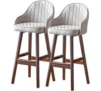 chaises comptoir Hauteur tabourets Bar avec Dos Repose-Pieds, Frame-framelle îlot Cuisine Bistro Pub Restaurant Un Tabouret Haut rembourré, Ensemble de (Gris, 74 cm)