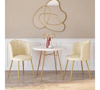 Chaises Coquillages Beiges En Velours Et Pieds Dorés Beige