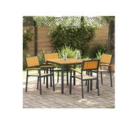 vidaXL Chaises d'extérieur 4 pcs Empilables en Bois d'Acacia Noir et Métal