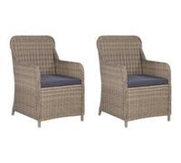 vidaXL 2x Fauteuil Résine Tressée Marron et Gris Chaise de Jardin Meuble 44147
