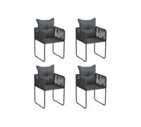 vidaXL Chaises d'extérieur Lot de 4 Résine tressée avec oreillers Noir Confortables Contemporaines