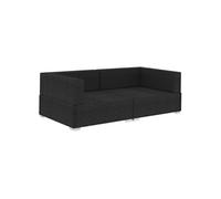 vidaXL Chaises d'angle 2 pcs avec coussins, résine tressée noir