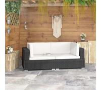 Chaises d'Angles 2 pcs avec Coussins Résine Tressée Noir Siège Canapé vidaXL