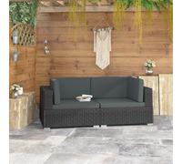 Chaises d'Angles 2 pcs avec Coussins Résine Tressée Noir Siège Canapé vidaXL