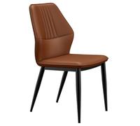 Chaises D'appoint Rembourrées Chaise De Cuisine Modernes Rembourré en Cuir pour Bureau avec Pieds en Métal Fauteuil d'accueil avec Coussin Moelleux pour Chambre À Coucher(Bruin)