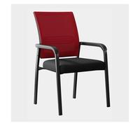 Chaises d'attente ergonomiques empilables avec dossier en maille et soutien lombaire confortables pour bureau, invités, réception - Coussin épais pour salle de conférence (rouge)