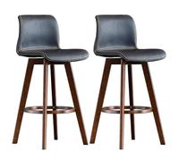 Chaises de bar à hauteur de comptoir, tabouret de bar rotatif à 360 °, chaise de bar avec pieds en bois, tabourets de bar rembourrés en PU nordique for restaurant, bistrot, pub, chaises de salle à man