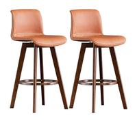 Chaises de bar à hauteur de comptoir, tabouret de bar rotatif à 360 °, chaise de bar avec pieds en bois, tabourets de bar rembourrés en PU nordique for restaurant, bistrot, pub, chaises de salle à man