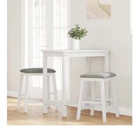 Chaises de bar avec coussins 2 pièces bois massif d'hévéa - vidaXL - en bois massif - blanc et gris - 52 x 41 x 63 cm jky94s7378
