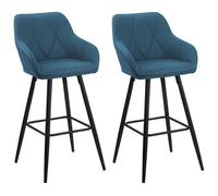 Chaises de bar bleues - BELIANI - DARIEN - Avec accoudoirs - Style contemporain - Lot de 2