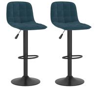 Chaises de bar, CLOUD, lot de 2, Tabourets Hauts, Siège Haut, bleu velours LV683