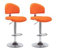Chaises de bar, CLOUD, lot de 2, Tabourets Hauts, Siège Haut, orange similicuir LV414