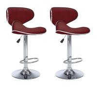 Chaises de bar, CLOUD, lot de 2, Tabourets Hauts, Siège Haut, rouge bordeaux similicuir LV568