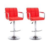 Chaises de bar, CLOUD, lot de 2, Tabourets Hauts, Siège Haut, rouge similicuir LV405