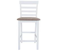 Chaises de bar en tissu - CLARENCE - Lot de 2 - Blanc - Coussin marron et crème - 41x49x96 cm - Hauteur du siège 62 cm