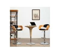 Vidaxl Chaises De Bar 2 Pcs Noir Bois Courbé Et Similicuir Noir