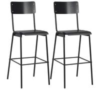 Chaises de Bar Lot de 2 Noir en contreplaqué Solide avec Pieds Acier revêtu, empilables, 41,5 x 59 x 116,5 cm, siège 76 cm, Design Moderne pour Cuisine, café et îlot