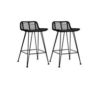 Chaises de bar - vidaXL - Lot de 2 - Noir - Rotin naturel - Métal