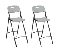 Chaises De Bar Pliables 2 Pcs Pehd Et Acier Blanc Blanc