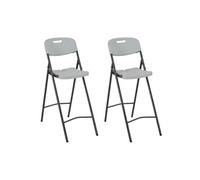 Chaises de bar pliables lot de 2 PEHD et acier Blanc