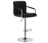 Chaises de Bar rotatives à 360° avec accoudoirs, tabourets, Chaise pivotante, Maison, café, Entreprise, réception, Tapis en PU, Hauteur d'assise 63-83 cm (Couleur : Noir)