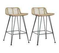 Chaises de bar - vidaXL - Lot de 2 - Rotin naturel - Beige - 46x48x79 cm