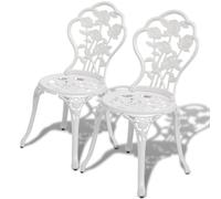 Chaises De Bistro 2 Pcs Aluminium Coulé Blanc Blanc
