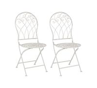 Chaises de Bistrot en Métal Blanc Cassé Pliantes pour Balcon ou Terrasse Stiffe