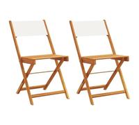 Vidaxl Chaises De Bistrot Lot De 2 Blanc Crème Bois Acacia Et Tissu