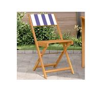 Chaises de bistrot lot de 2 bleu/blanc bois acacia massif tissu, chaise de bistro d'extérieur, chaise pliable, chaise 367686