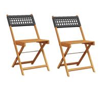 Vidaxl Chaises De Bistrot Lot De 2 Noir Bois Massif D'acacia Et Rotin