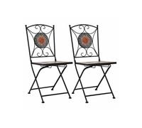 vidaXL Chaises de bistrot mosaïque 2 pcs Orange et gris
