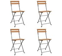 vidaXL Chaises de bistrot pliantes Lot de 4 Bois de teck solide et acier Marron
