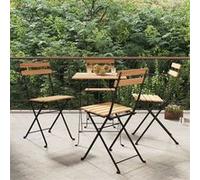 Vidaxl Chaises De Bistrot Pliantes 4 Pcs Bois De Teck Solide Et Acier