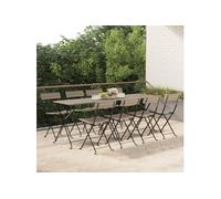 Vidaxl Chaises De Bistrot Pliantes 8 Pcs Gris Résine Tressée Et Acier