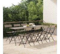 Chaises de bistrot pliantes lot de 8 Gris Résine tressée acier