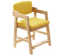 Chaises de Bureau à Dossier Haut Chaise d'étude pour élèves du Primaire avec réglable Salle Manger en Bois Massif(Jaune)