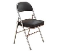 Chaises de bureau pliables et portables rembourrées empilables avec coussin rembourré et dossier confortables pour intérieur et extérieur, cadre en métal (noir)